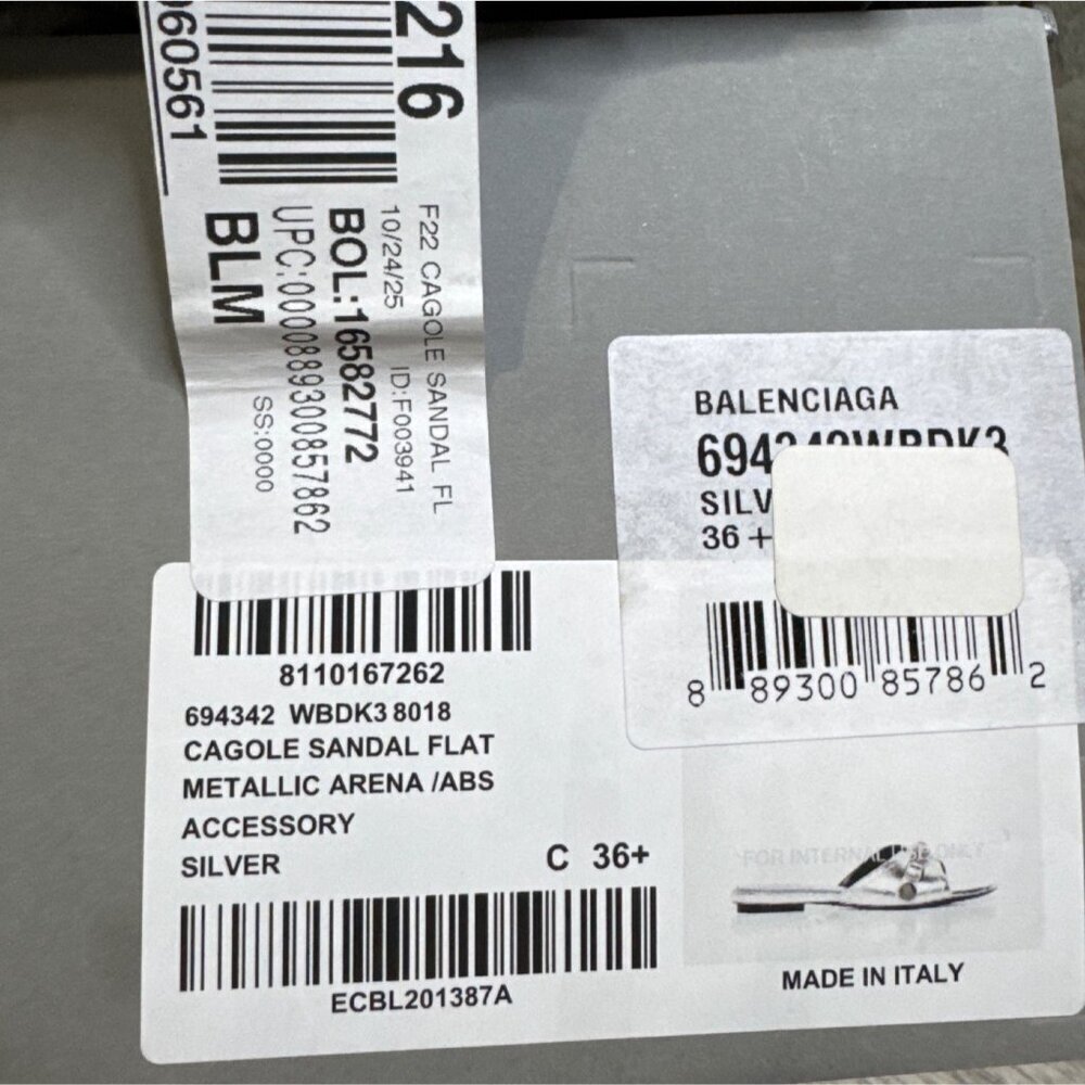 NWT Balenciaga Cagole Embellished Metallic Silver Leather Flats 6.5 US MSRP $890 - Picture 11 of 11